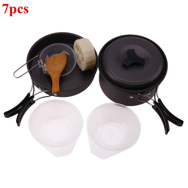 1/7/8/9/12pcs Outdoor Picnic Camp Cookware Bowl Pot Pan Utensils Set Kitchen