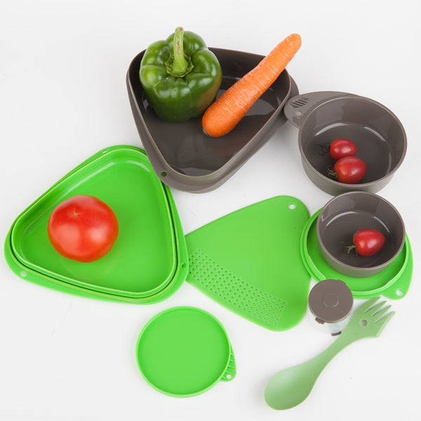 6-Piece BPA-Free Waterproof lightweight Outdoor Meal Kit   with Plate Bowl, Storage Boxes and Spork