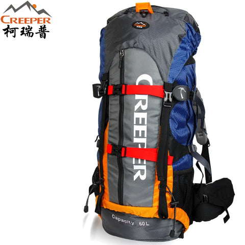 Creeper Professional Waterproof Rucksack External Frame Climbing Camping Hiking Backpack Mountaineering Bag 60L