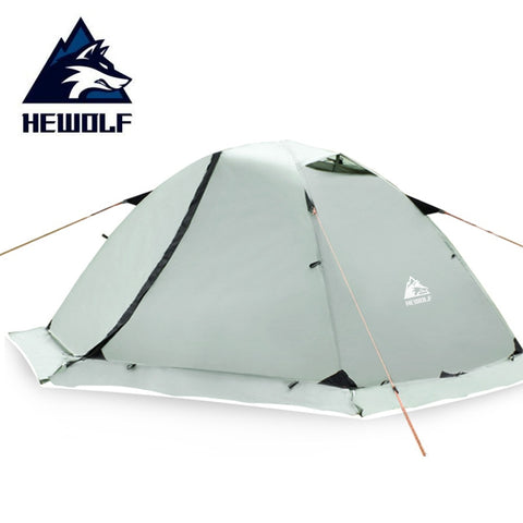 Hewolf Outdoor Camping Tent 2 Person Waterproof Double Layer 4 Seasons Snow Skirt Winter Hiking Tent