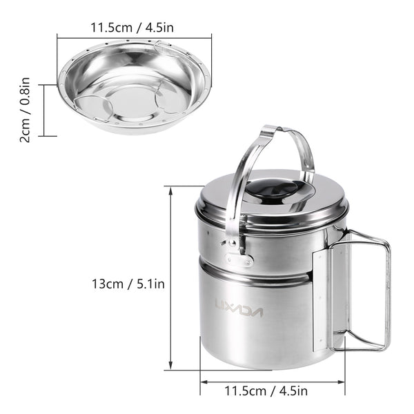 Lixada Outdoor Camping Cookware Set Stainless Steel