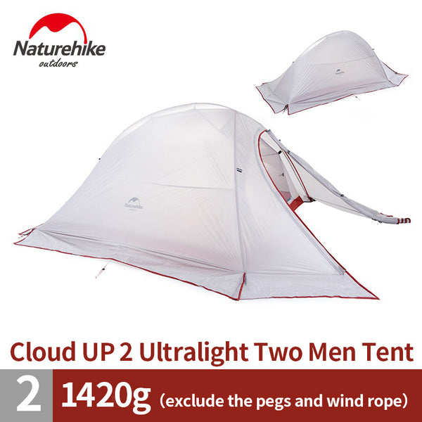 Naturehike Cloud Up Series 1 2 3 Person Ultralight Hiking Tent  Nylon Upgrade 2 Man Hiking Winter Camping Tent with Mat