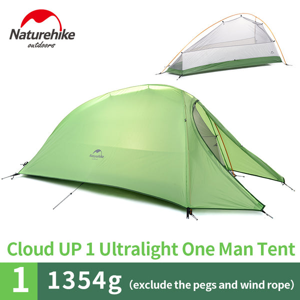 Naturehike Cloud Up Series 1 2 3 Person Ultralight Hiking Tent  Nylon Upgrade 2 Man Hiking Winter Camping Tent with Mat