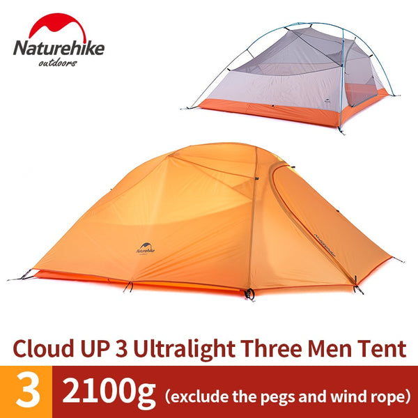Naturehike Cloud Up Series 1 2 3 Person Ultralight Hiking Tent  Nylon Upgrade 2 Man Hiking Winter Camping Tent with Mat