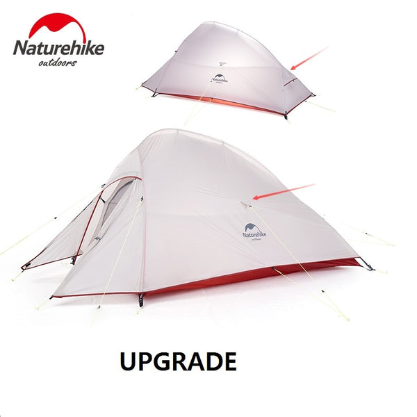 Naturehike Cloud Up Series 1 2 3 Person Ultralight Hiking Tent  Nylon Upgrade 2 Man Hiking Winter Camping Tent with Mat