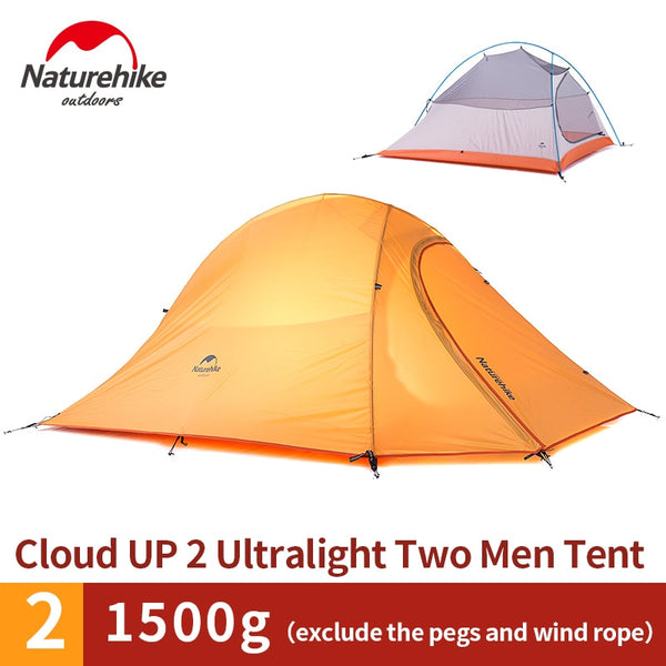 Naturehike Cloud Up Series 1 2 3 Person Ultralight Hiking Tent  Nylon Upgrade 2 Man Hiking Winter Camping Tent with Mat