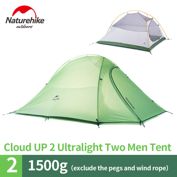 Naturehike Cloud Up Series 1 2 3 Person Ultralight Hiking Tent  Nylon Upgrade 2 Man Hiking Winter Camping Tent with Mat