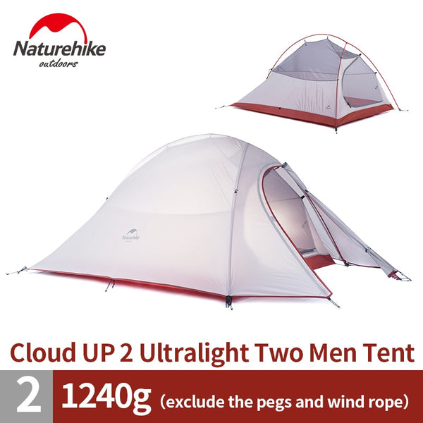 Naturehike Cloud Up Series 1 2 3 Person Ultralight Hiking Tent  Nylon Upgrade 2 Man Hiking Winter Camping Tent with Mat