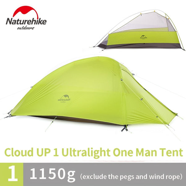 Naturehike Cloud Up Series 1 2 3 Person Ultralight Hiking Tent  Nylon Upgrade 2 Man Hiking Winter Camping Tent with Mat