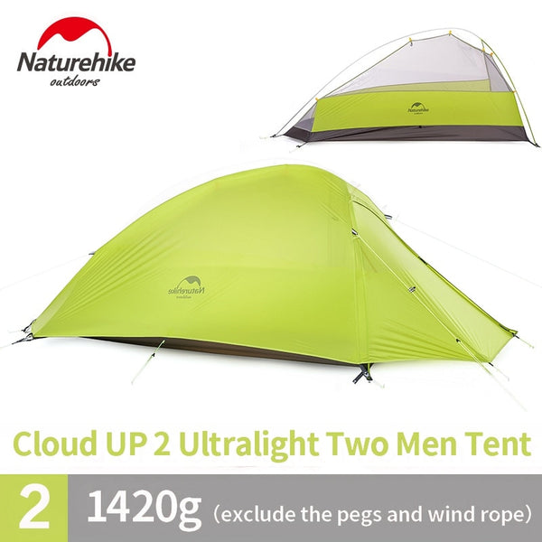 Naturehike Cloud Up Series 1 2 3 Person Ultralight Hiking Tent  Nylon Upgrade 2 Man Hiking Winter Camping Tent with Mat