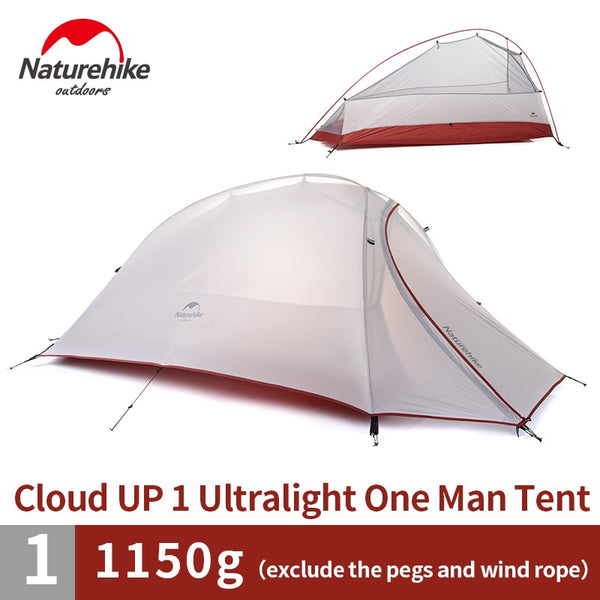 Naturehike Cloud Up Series 1 2 3 Person Ultralight Hiking Tent  Nylon Upgrade 2 Man Hiking Winter Camping Tent with Mat