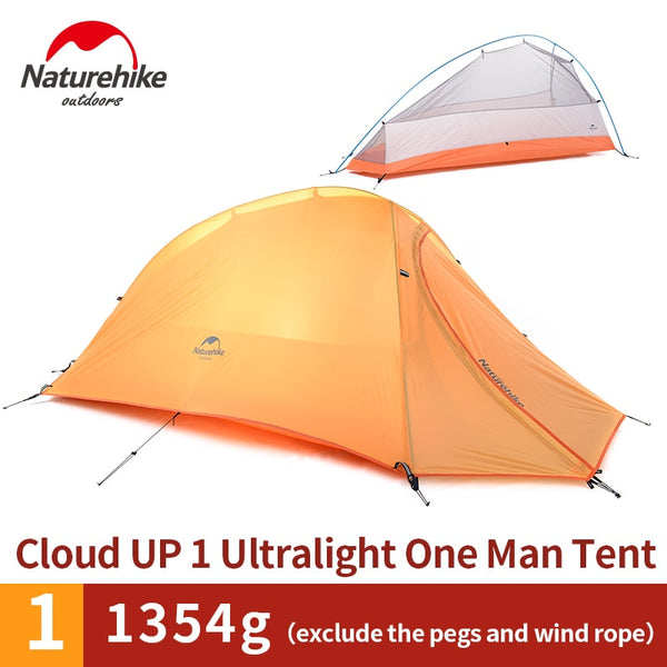 Naturehike Cloud Up Series 1 2 3 Person Ultralight Hiking Tent  Nylon Upgrade 2 Man Hiking Winter Camping Tent with Mat