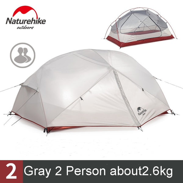 Naturehike Custom Mongar 2 3 Person Waterproof Double Layer Outdoor Tent Aluminum Rod Gray Ultralight Camping Tents