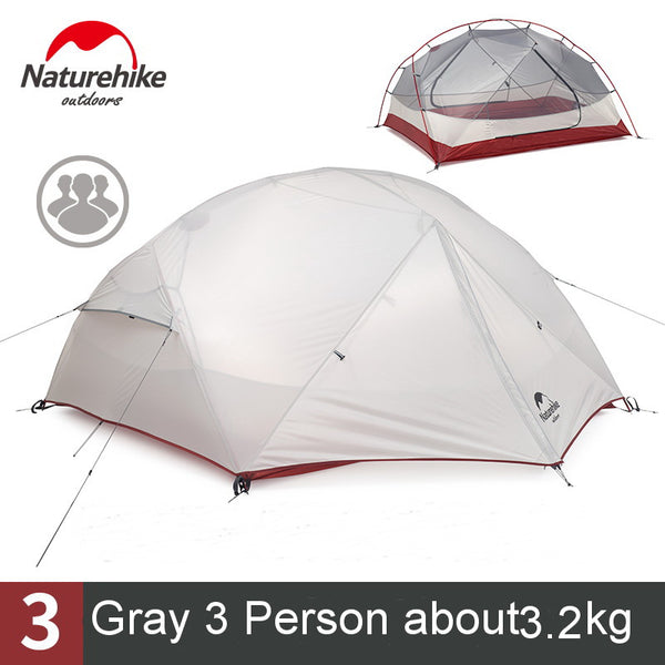 Naturehike Custom Mongar 2 3 Person Waterproof Double Layer Outdoor Tent Aluminum Rod Gray Ultralight Camping Tents
