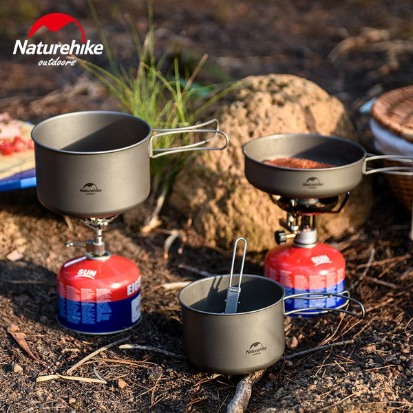 Naturehike Titanium Outdoor Cookware Ultralight Titanium Pot Pan 2-3 Persons  Cookware