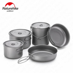 Naturehike Titanium Outdoor Cookware Ultralight Titanium Pot Pan 2-3 Persons  Cookware