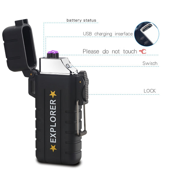 New Waterproof WindProof Lighter Usb Rechargeable Lighter Fire Starting for Camping