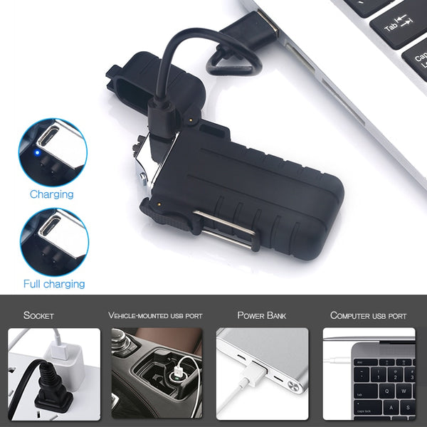 New Waterproof WindProof Lighter Usb Rechargeable Lighter Fire Starting for Camping