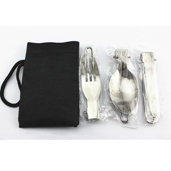 Outdoor Camping Foldable Stainless Steel Fork And Spoon set