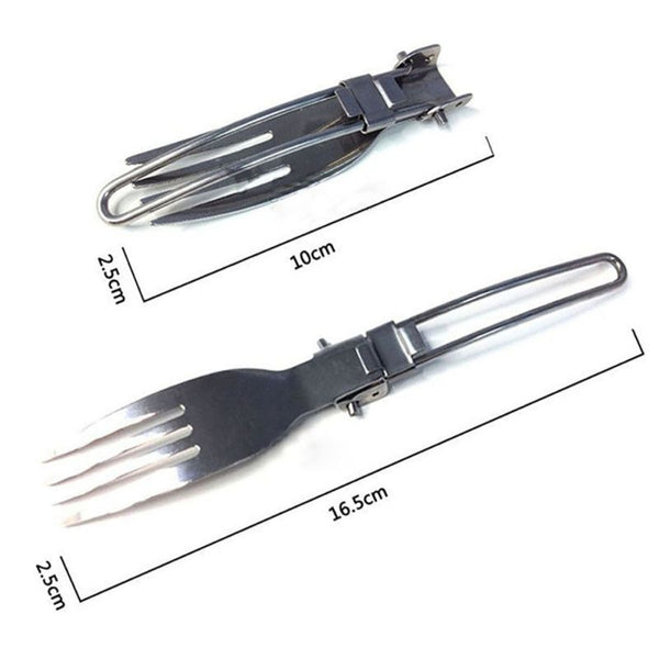 Outdoor Camping Foldable Stainless Steel Fork And Spoon set