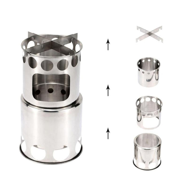 Outdoor Camping cookware Set Wood Stove Cooking Pot Set Stainless Steel